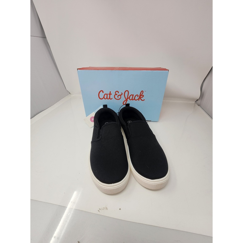 Cat & Jack Boys Hollis Sneakers Black Canvas Casual Size 4